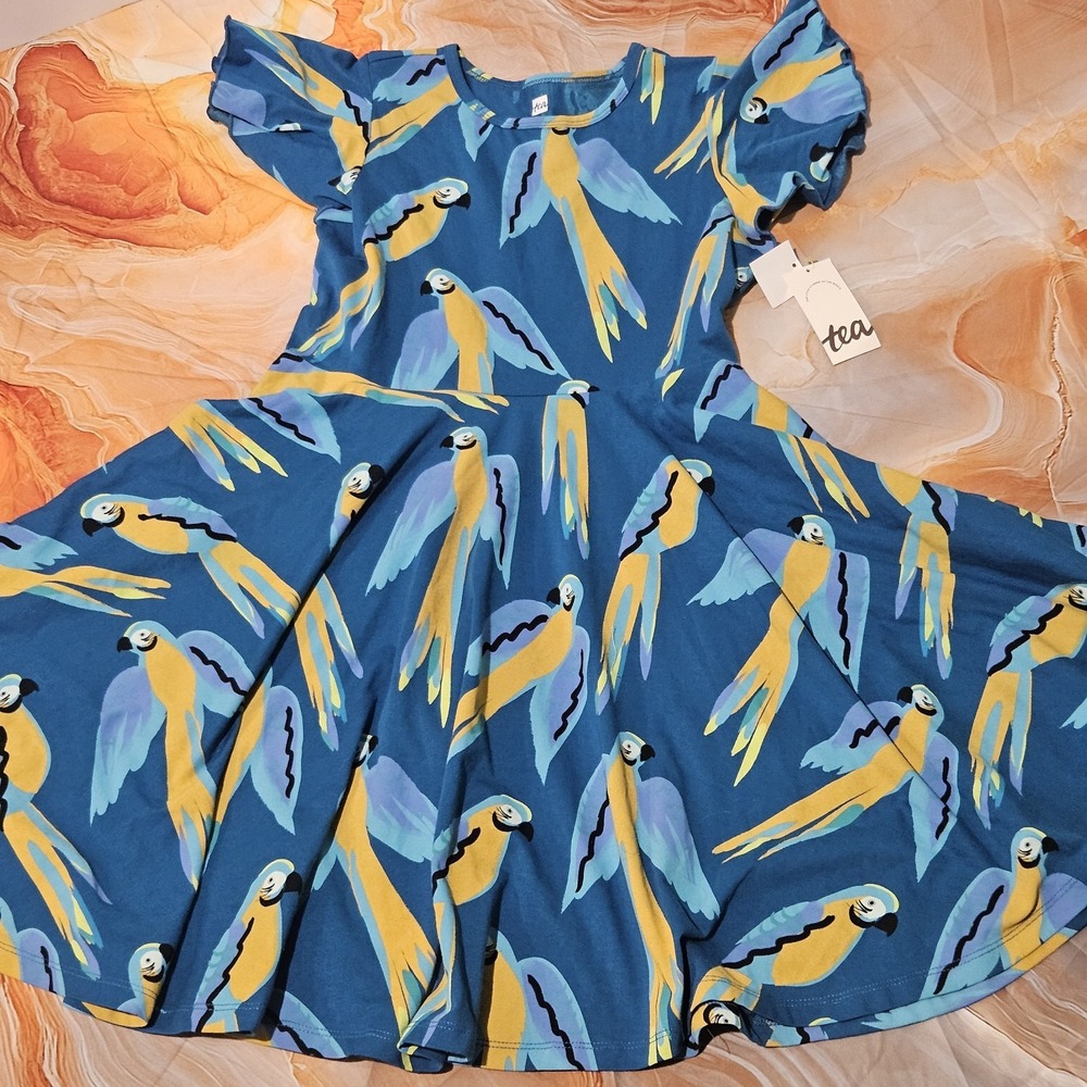 Tea Collection Girls Parrot Tropical Bird Twirl Dress Size 12 NWT